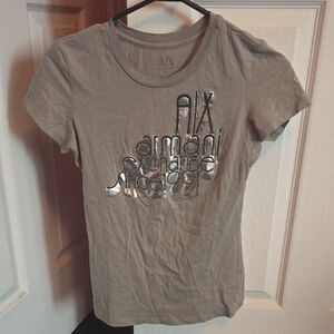 Armani Exchange Gray Tee with Metallic Silver Logo